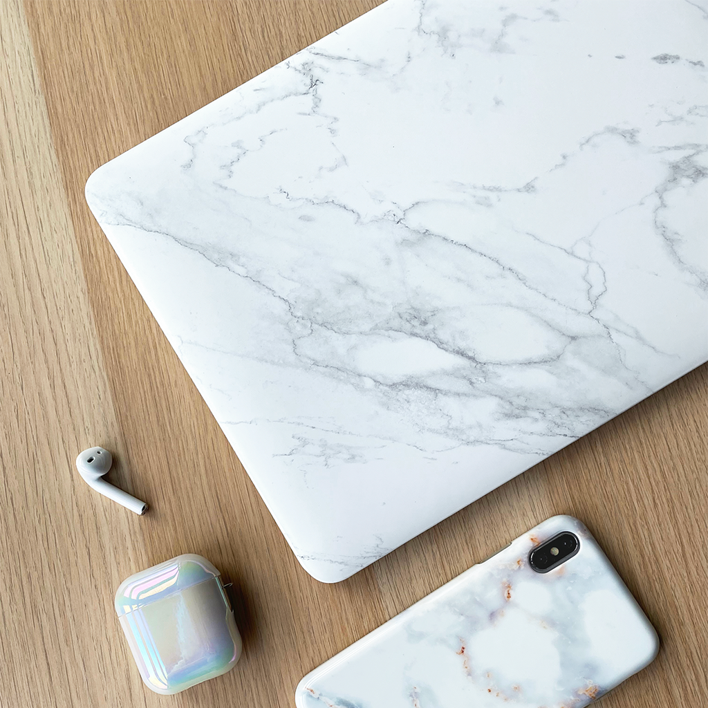 White marble 2025 laptop case