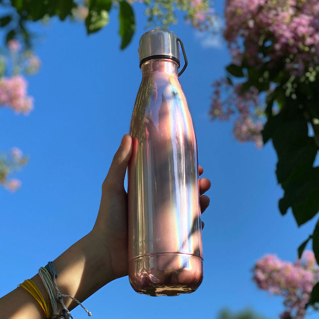 Black & Gold Drips Water Bottle by Rose Gold