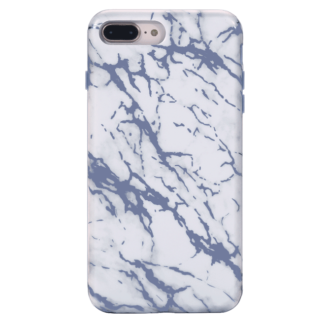 White Marble Blue Chrome iPhone Case