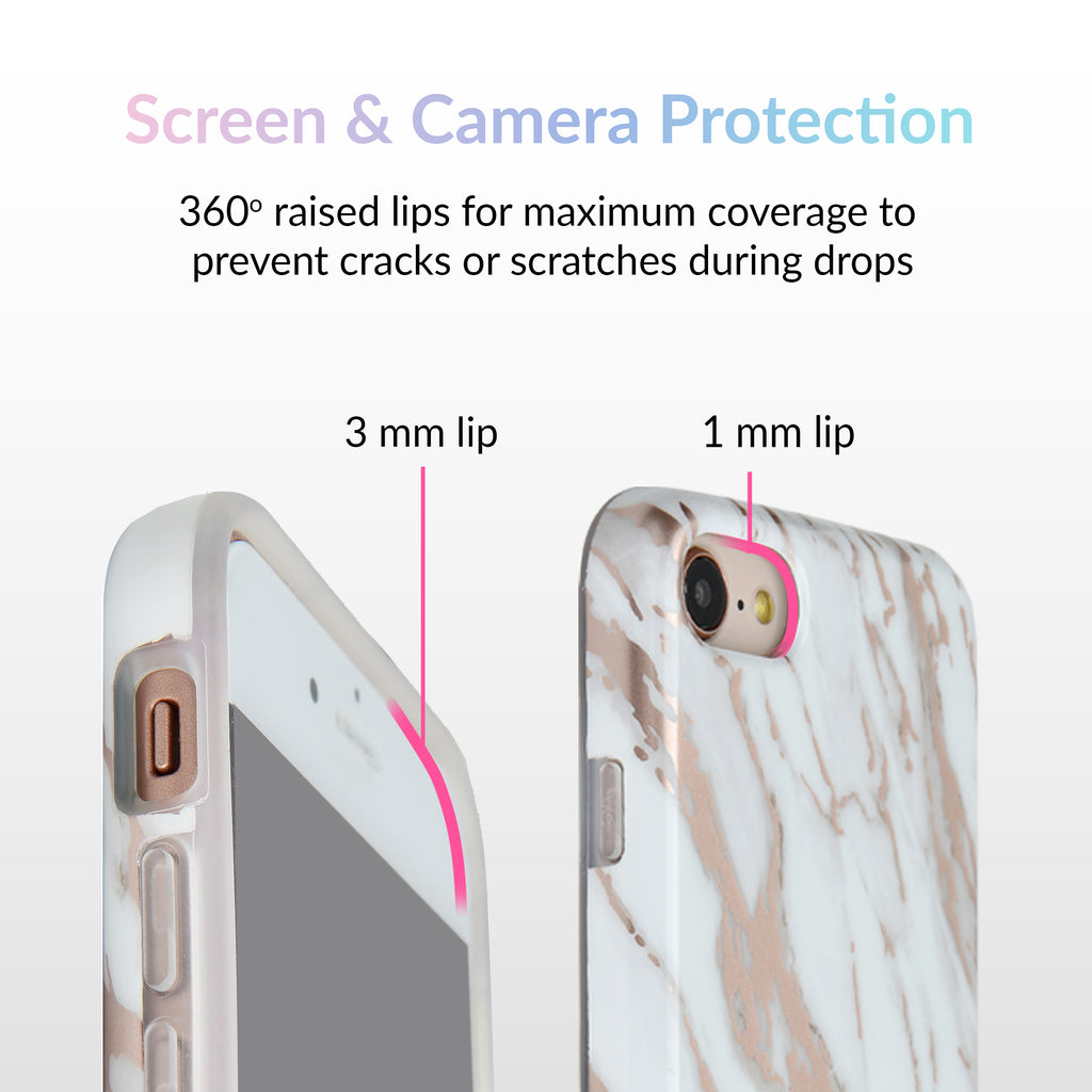 Apple iPhone 8 Plus Case, Slim Full-Body Stylish Protective Case with  Built-in Screen Protector for Apple iPhone 8 Plus - Pink Marble