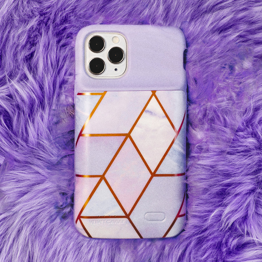 Purple Geometric iPhone Charging Case lifestyle