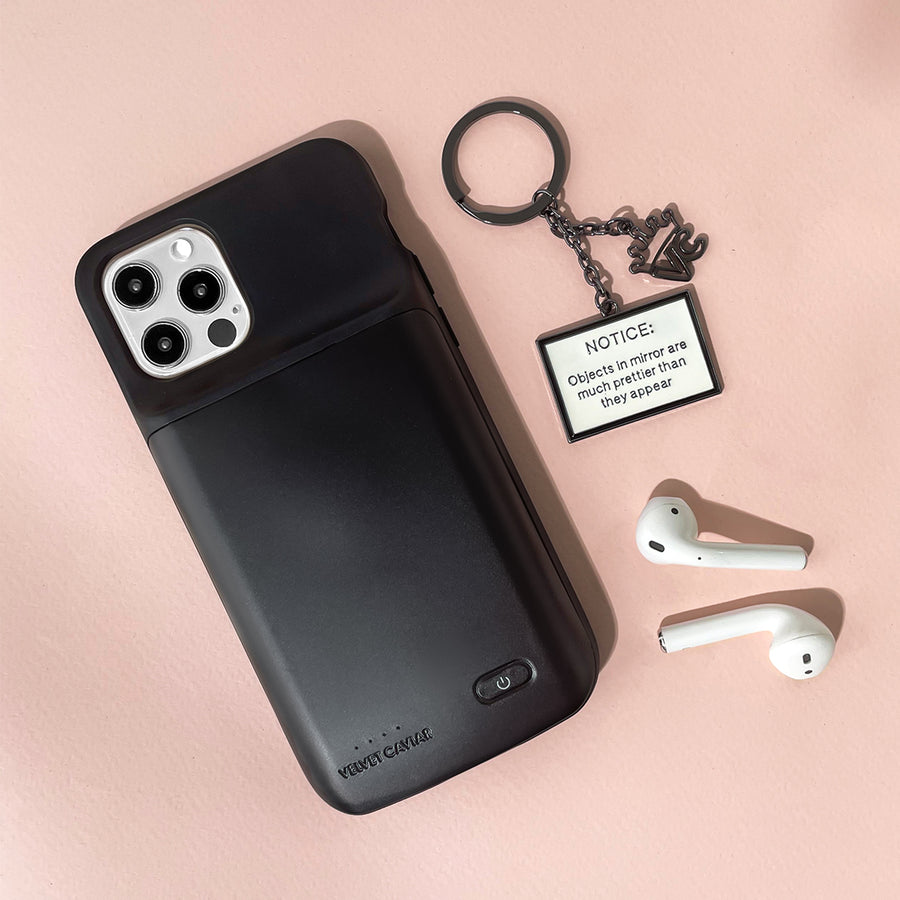 Black iPhone Charging Case lifestyle