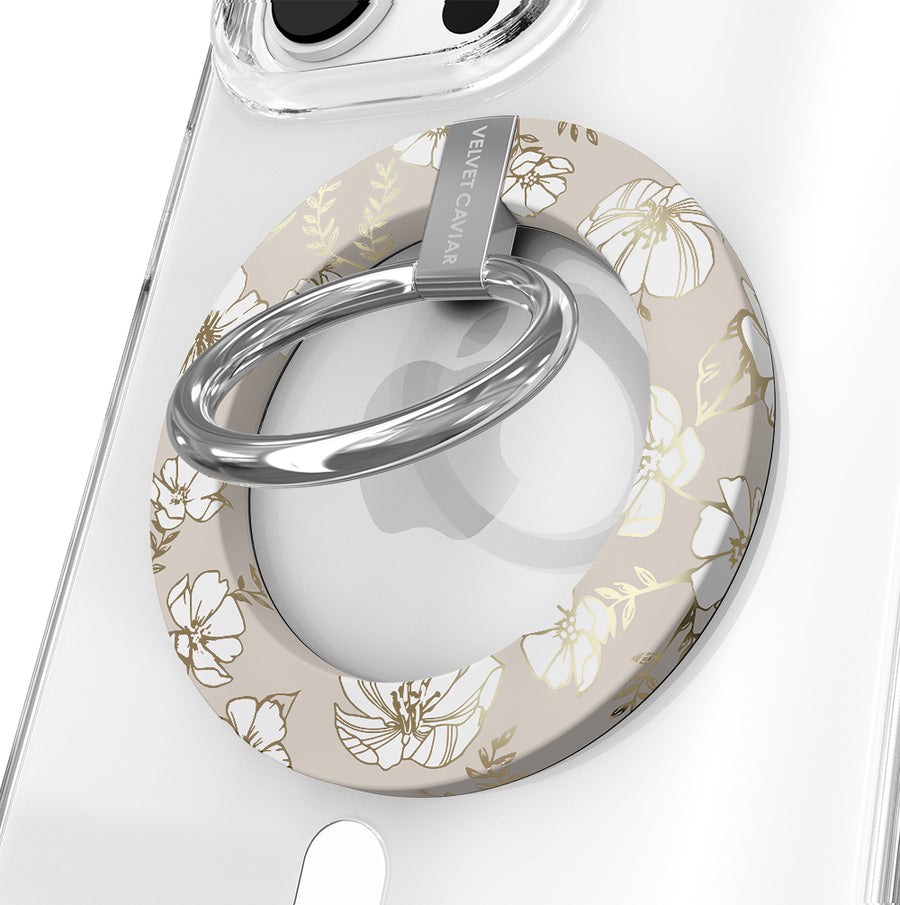 White Floral MagSafe Grip Ring