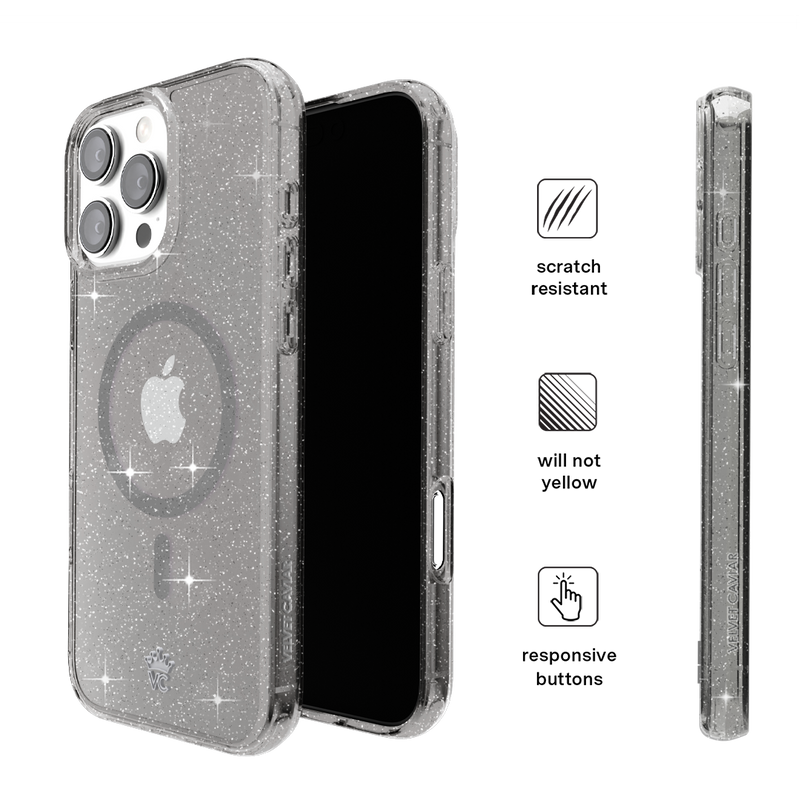 Grey Stardust Glitter iPhone Case