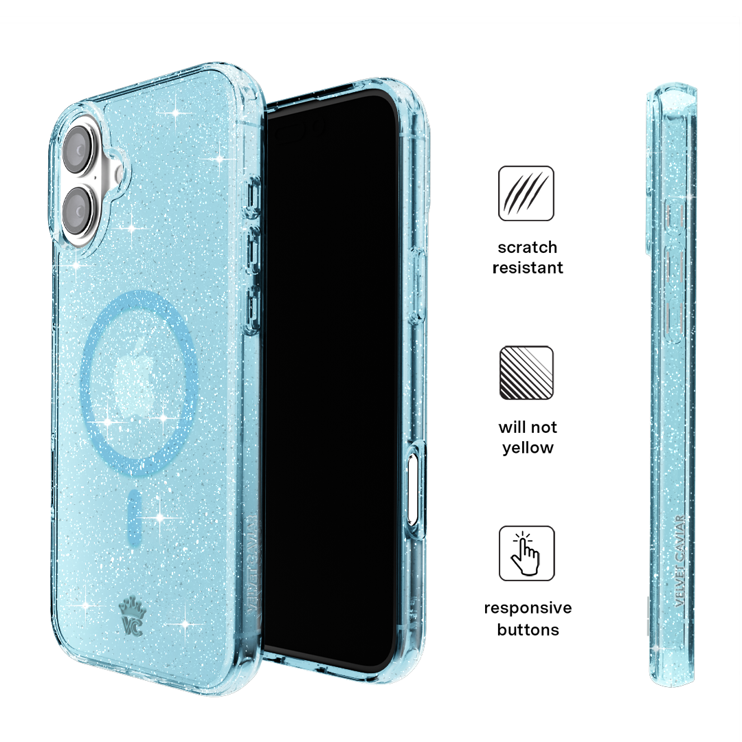 Blue Stardust Glitter iPhone Case - Thumbnail 3