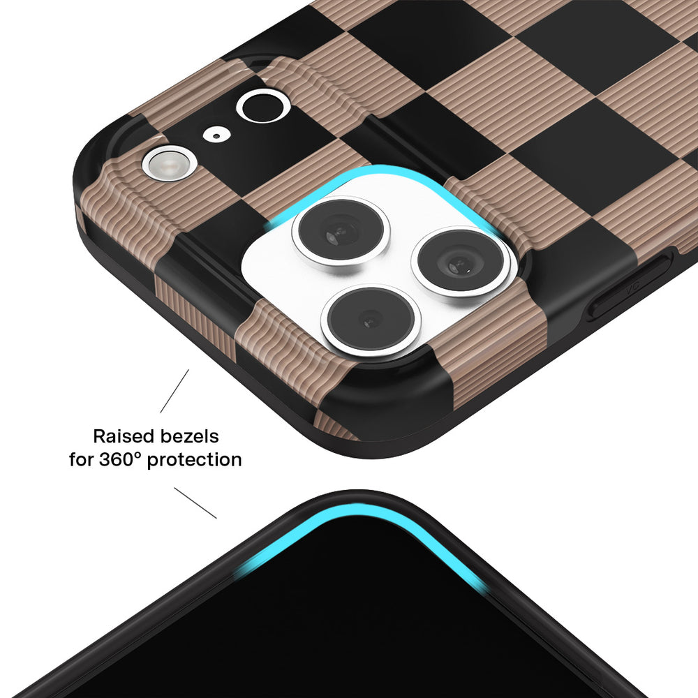 Mocha Vibe Checkered iPhone Case