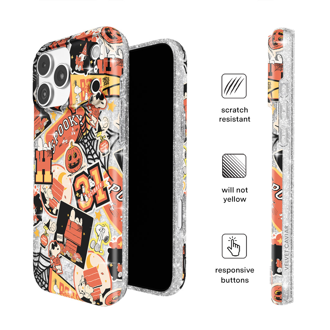 Snoopy Halloween Varsity Glitter iPhone Case
