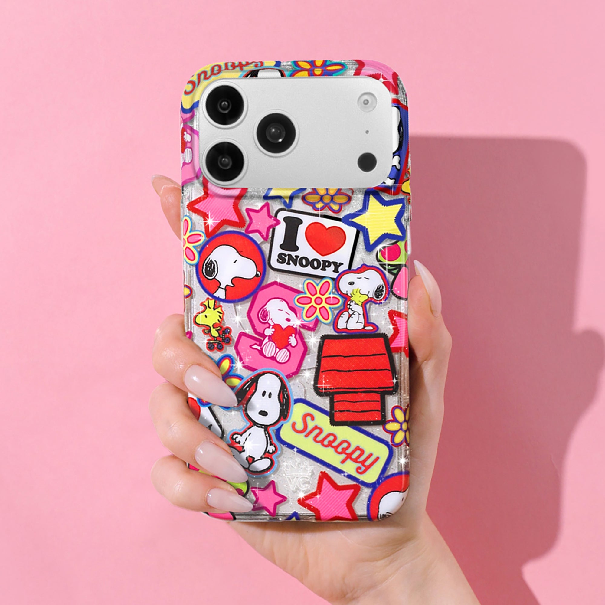SNOOPY TOWN キタムラK2 スマホケース Snoopy Patchwork Glitter iPhone Case