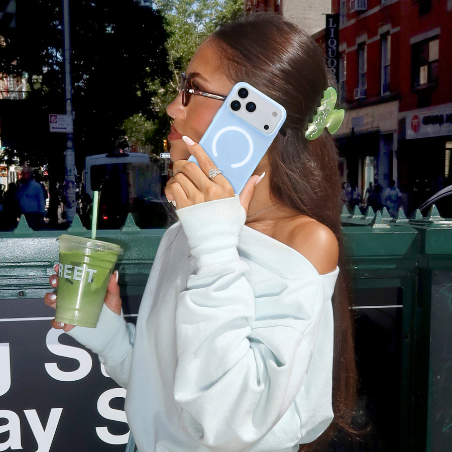 Glacier Blue Jelly iPhone Case lifestyle
