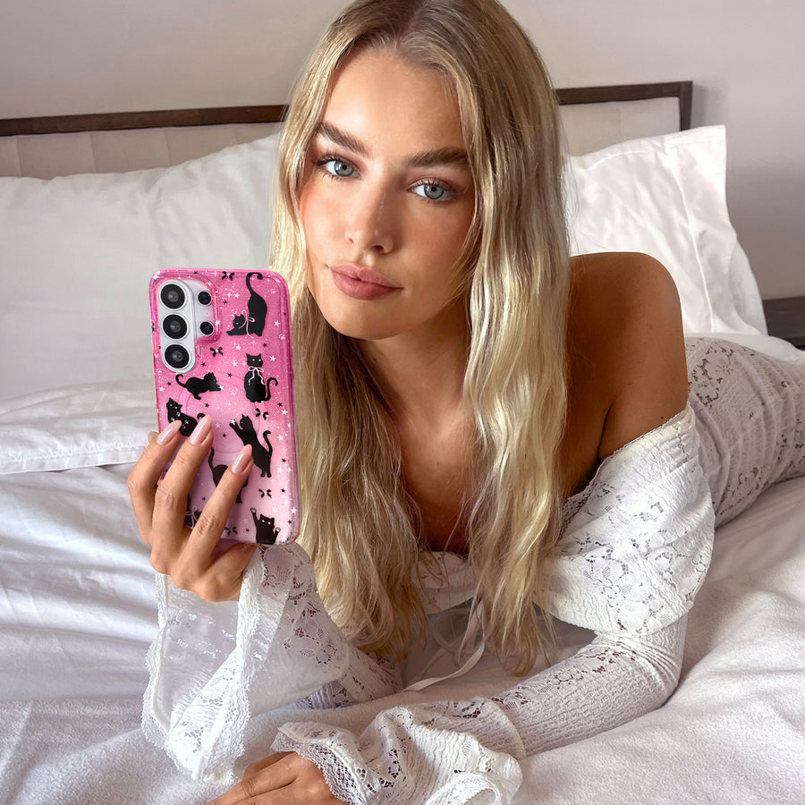 Lucky Kittens Glitter Samsung Case lifestyle