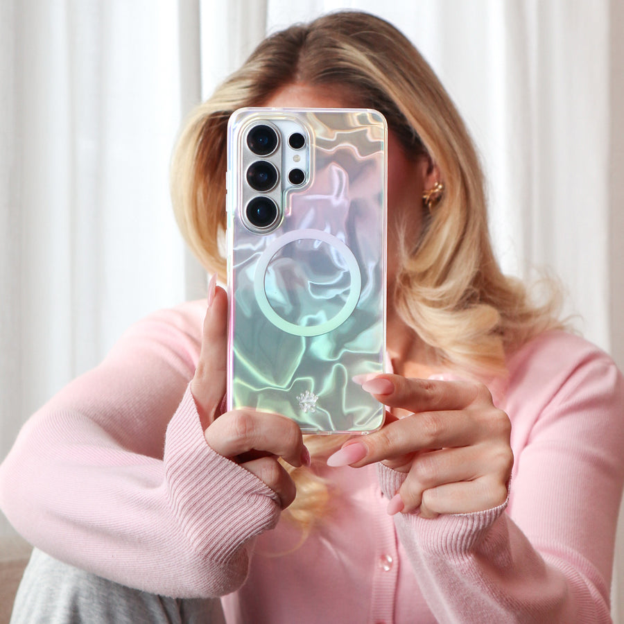 White Opal Holo Samsung Case lifestyle