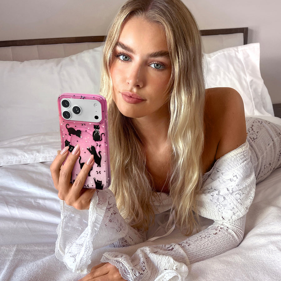 Lucky Kittens Glitter iPhone Case lifestyle