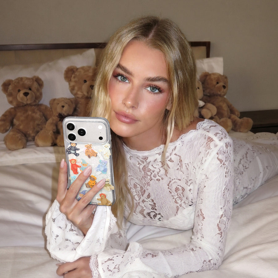 Teddy Scare Glitter iPhone Case lifestyle