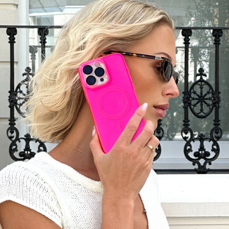 Neon Pink Clear iPhone Case