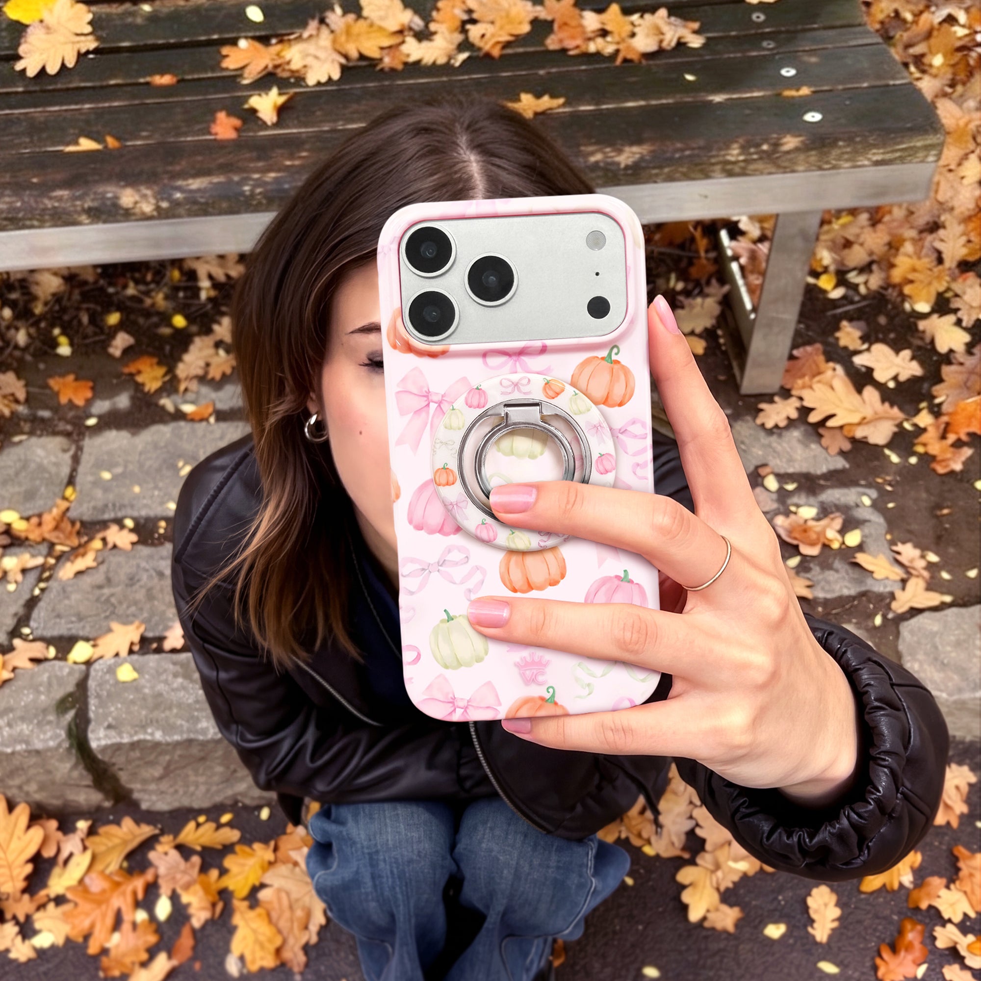 h//pe princess リノ magsafe Pink Pumpkin Princess MagSafe Grip Ring