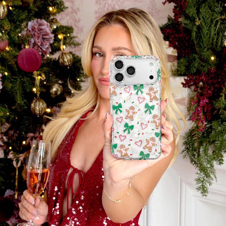 Gingerbread Kisses Glitter iPhone Case lifestyle