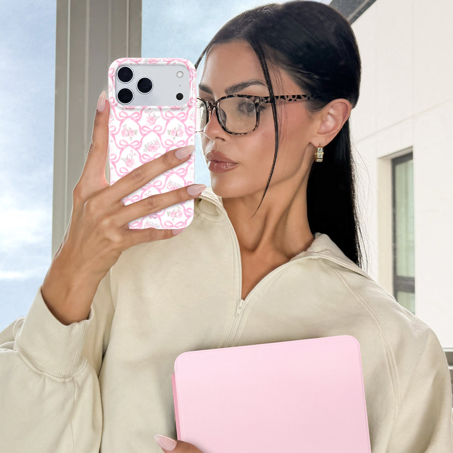 Lovely Pink Bows iPhone Case lifestyle