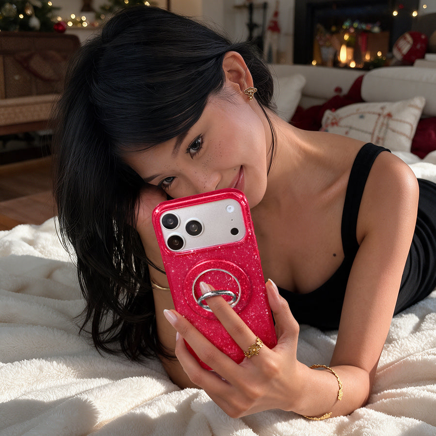 Ruby Red Glitter Jelly iPhone Case lifestyle