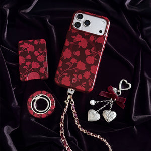 Dark Cherry Floral iPhone Bundle Set