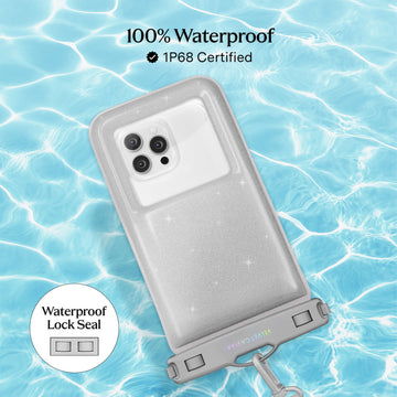 Silver Stardust Glitter Waterproof Floating Phone Pouch