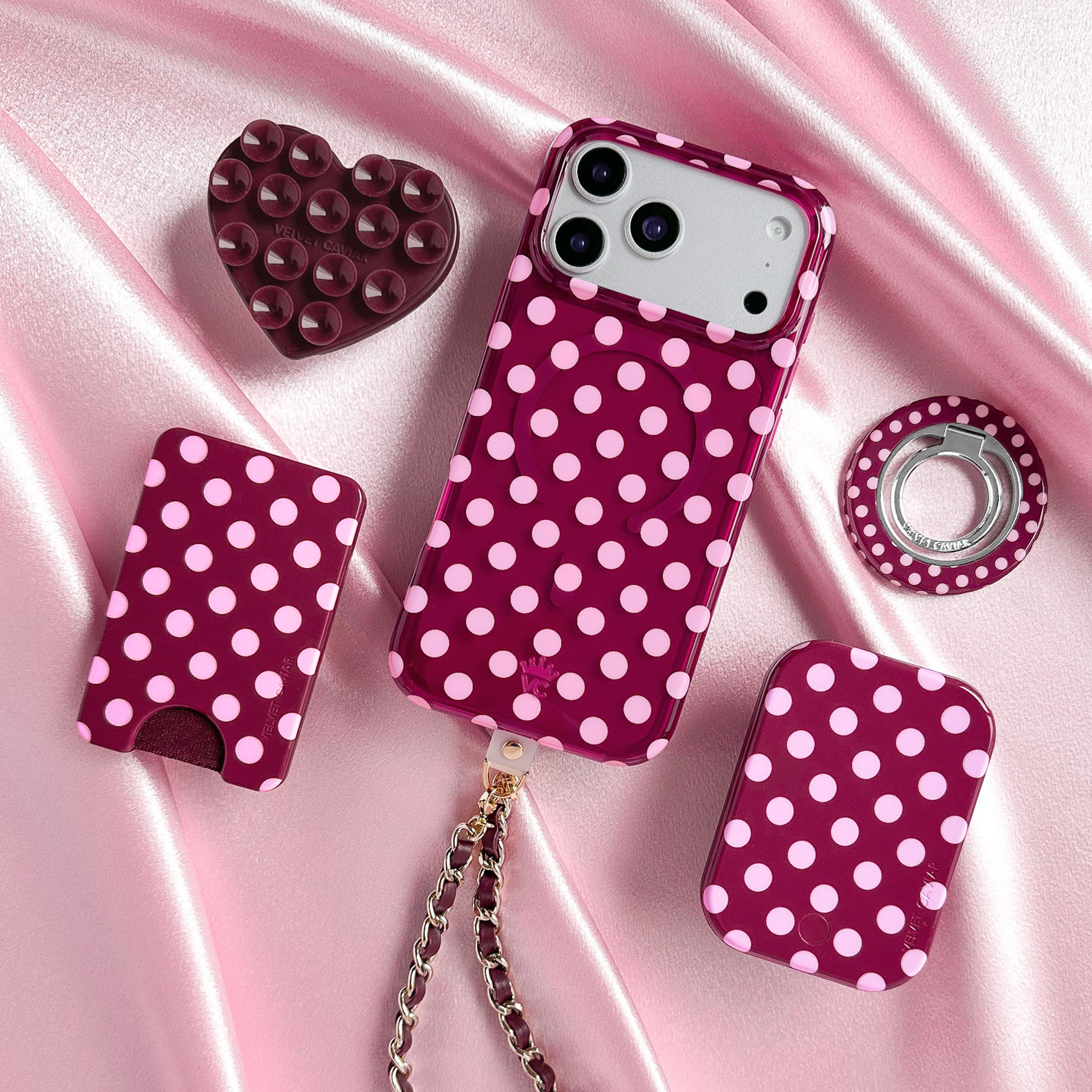Raspberry Polka Dot iPhone Case