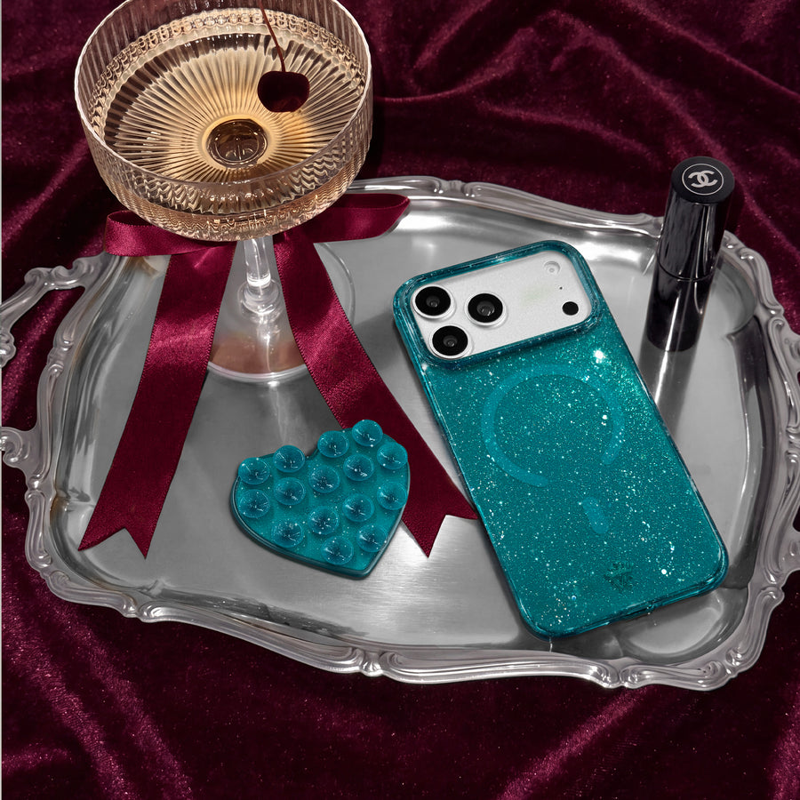 Emerald Teal Glitter Jelly iPhone Case lifestyle