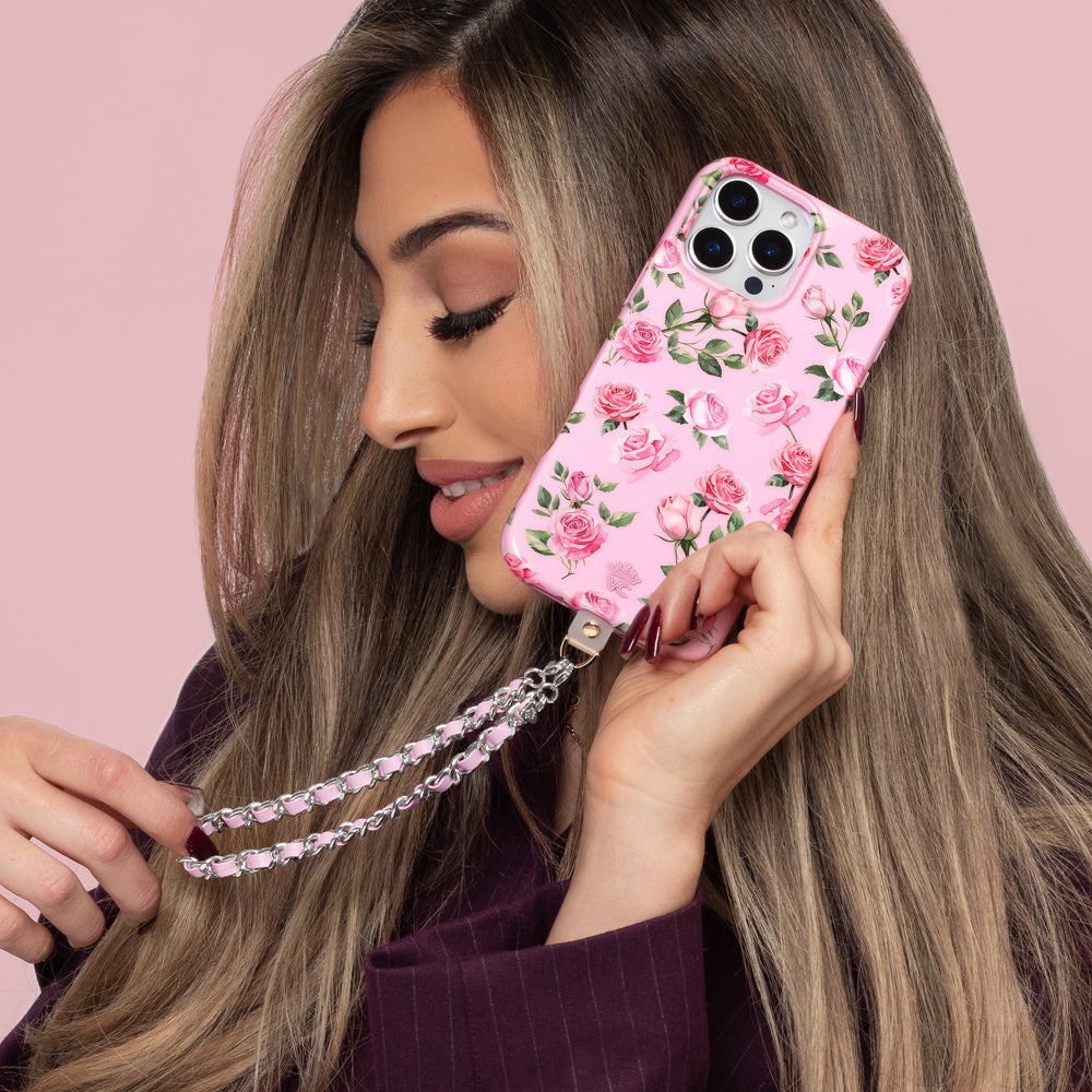 Pink Leather Chain Phone Charm Pink Leather Chain Phone Charm