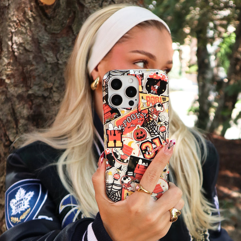Snoopy Halloween Varsity Glitter iPhone Case