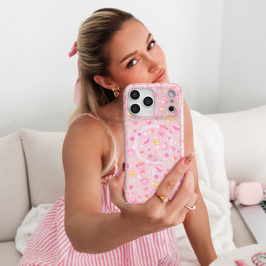 Pink Hanukkah Glitter iPhone Case lifestyle