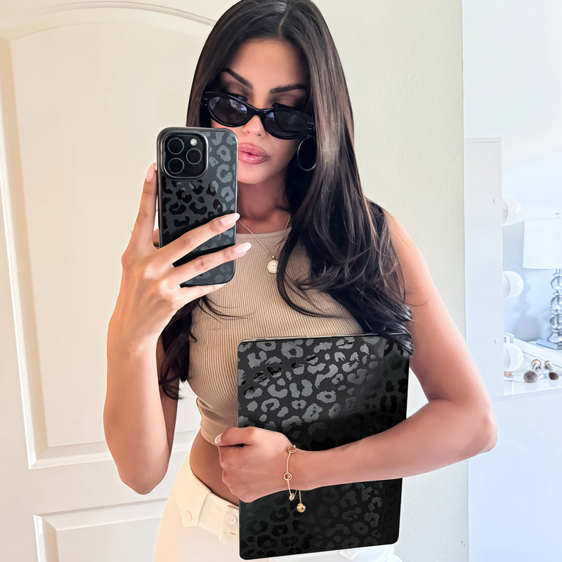 Black Leopard MacBook Case