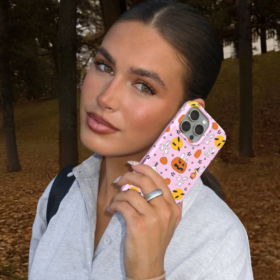 Snoopy Pink Pumpkins iPhone Case lifestyle