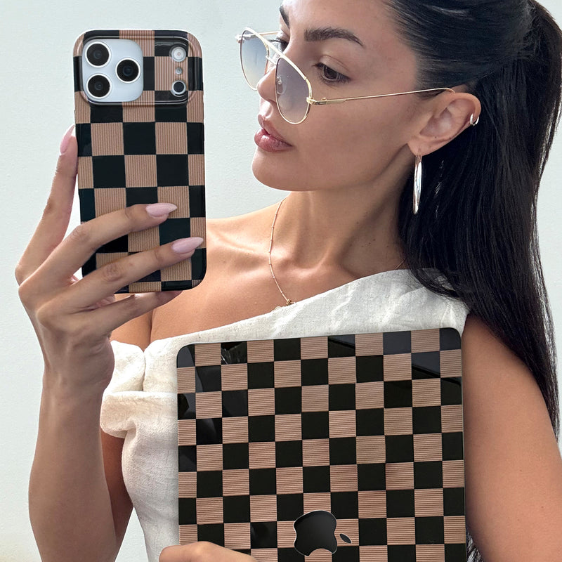Mocha Vibe Checkered iPhone Case