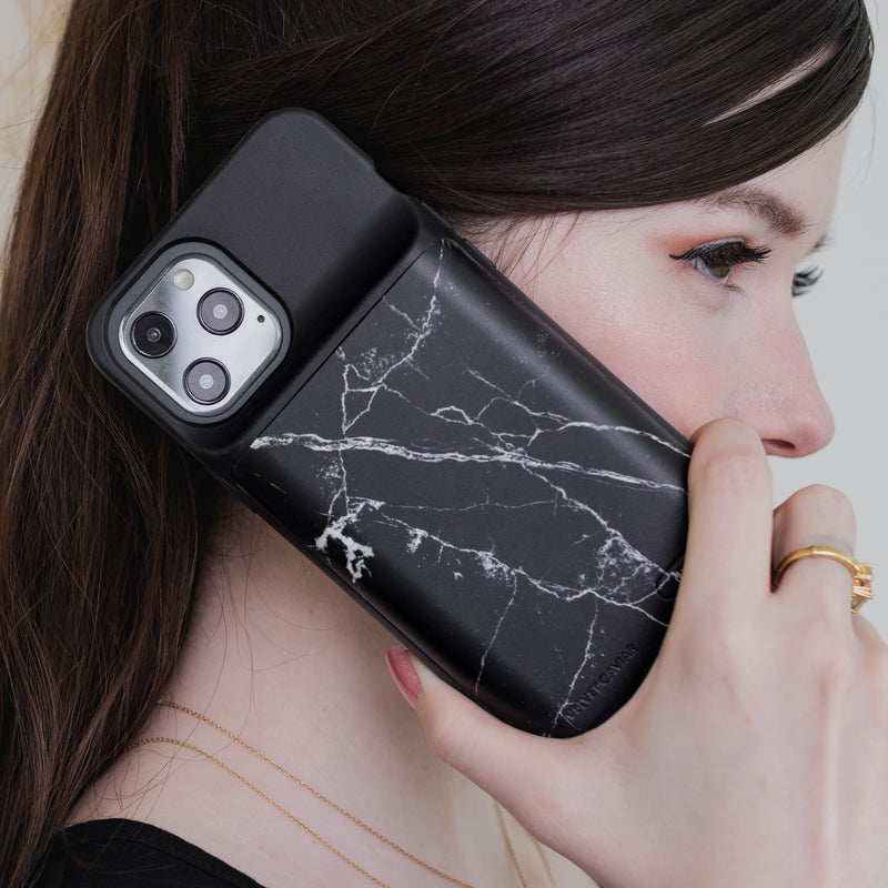 Black Marble iPhone Charging Case