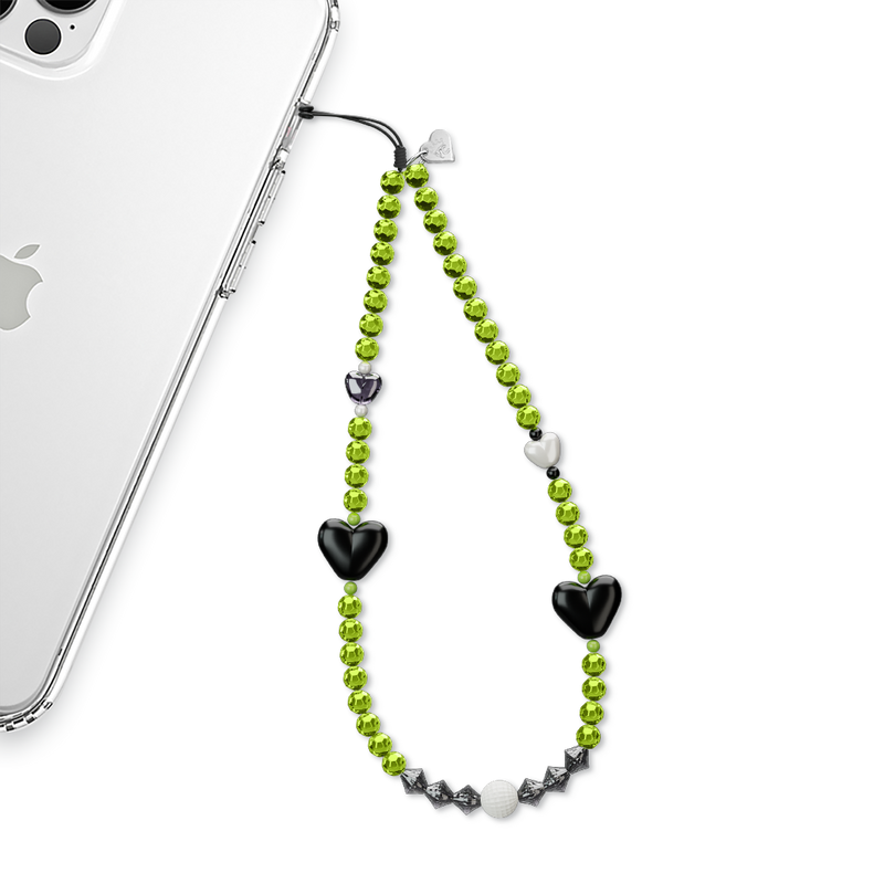 Green & Black Hearts Phone Charm