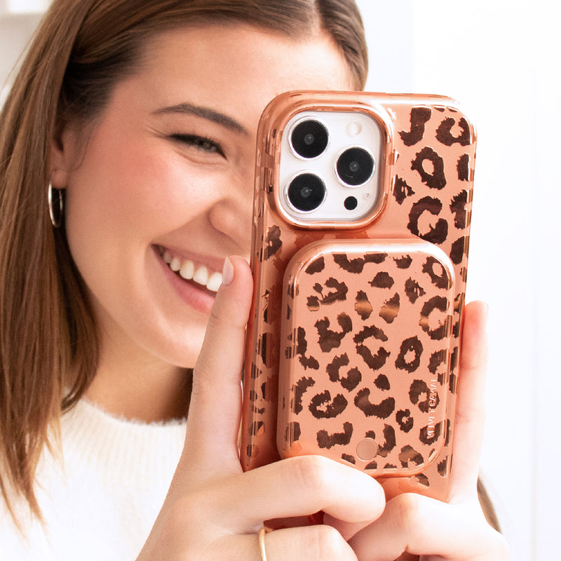Bronze Chrome Leopard iPhone Bundle Set - Grip
