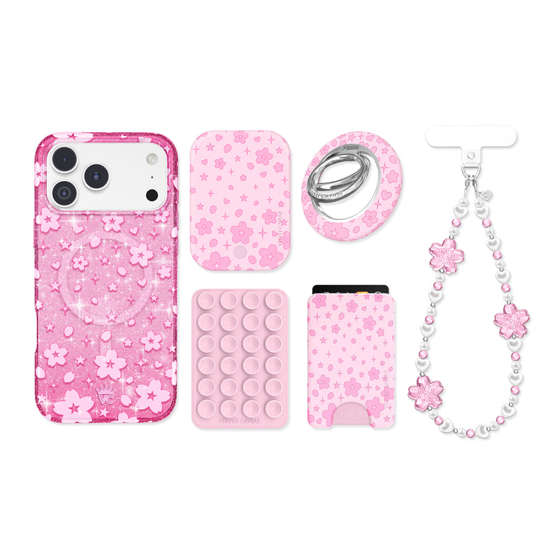 Cherry Blossom Glitter iPhone Bundle Set