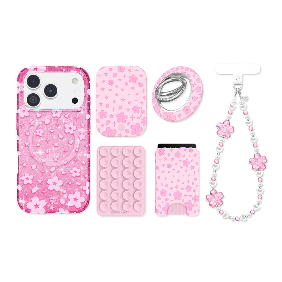 Cherry Blossom Glitter iPhone Bundle Set