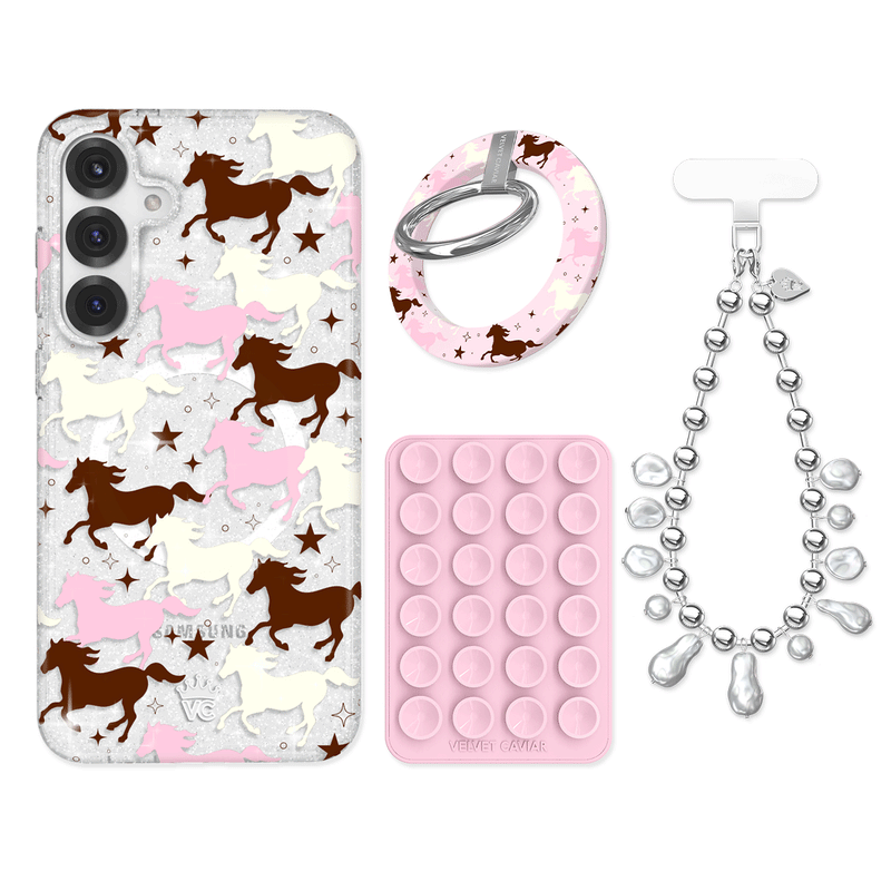 Pink Pony Glitter Samsung Bundle Set