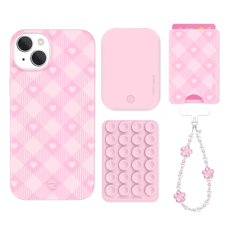 Dolly Pink Gingham iPhone Bundle Set - Wallet