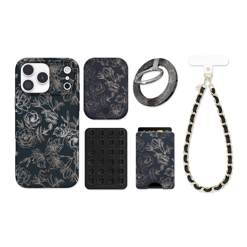 Floral Rose Gold Chrome iPhone Bundle Set