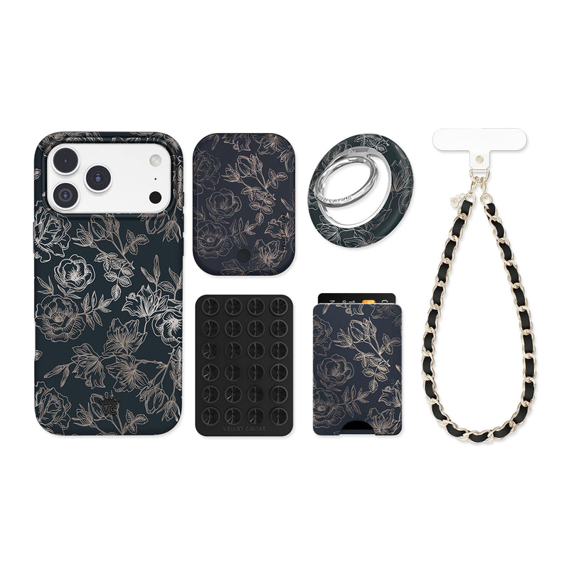 Floral Rose Gold Chrome iPhone Bundle Set