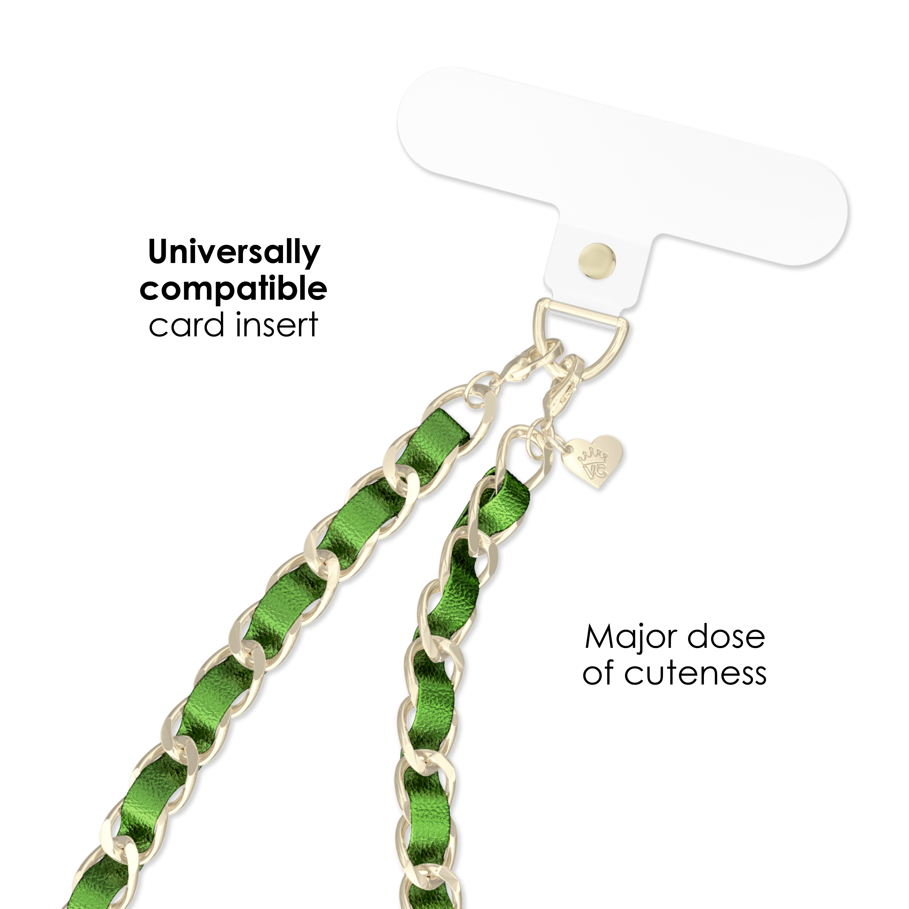 Metallic Green Leather Chain Phone Charm - Thumbnail 3