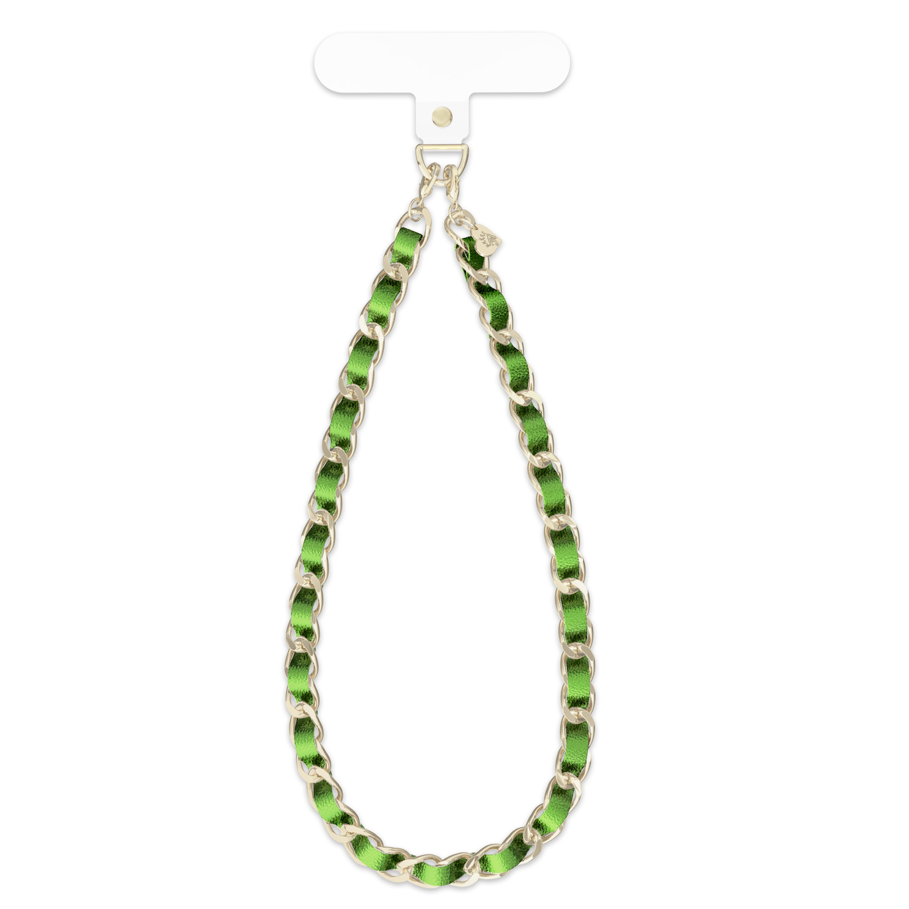 Metallic Green Leather Chain Phone Charm