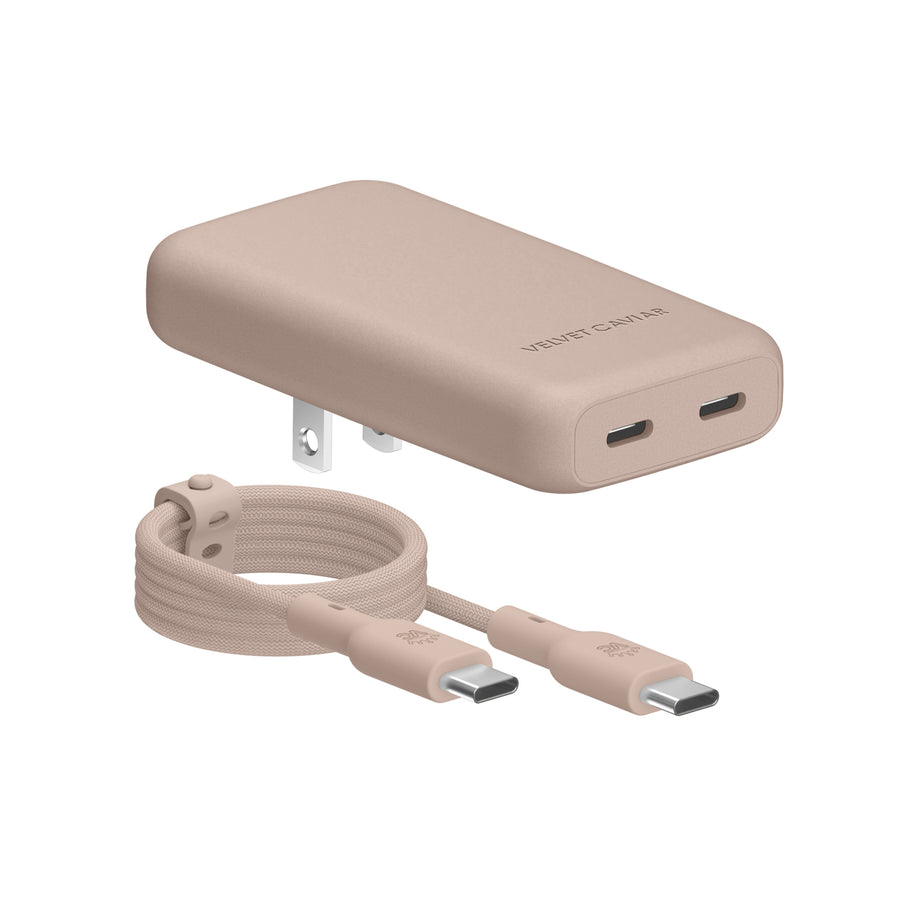 Iced Chai Charging Set with Dual Port Wall Adapter and 6ft USB-C Cable