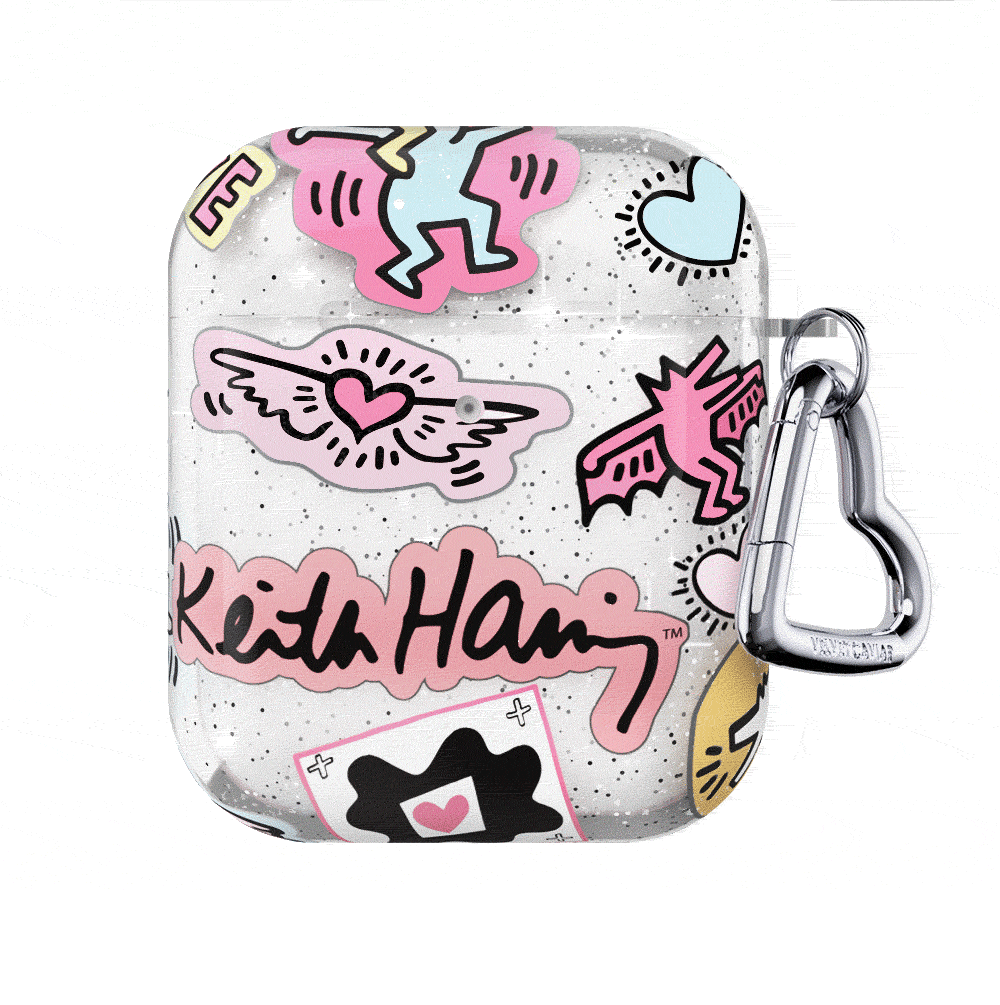 Keith Haring Pastel Glitter AirPod Case – VelvetCaviar.com