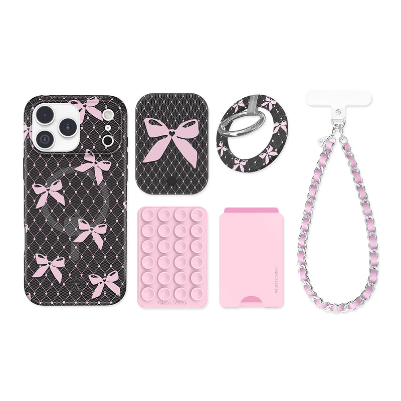 Lacy Pink Bows iPhone Bundle Set
