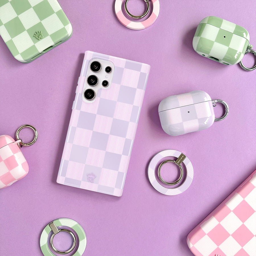 Lilac Vibe Checkered Samsung Case lifestyle