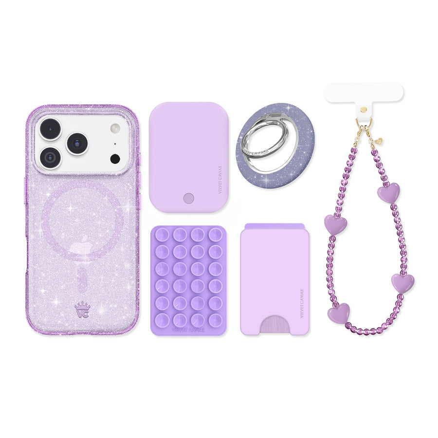 Lilac Stardust Glitter iPhone Bundle Set