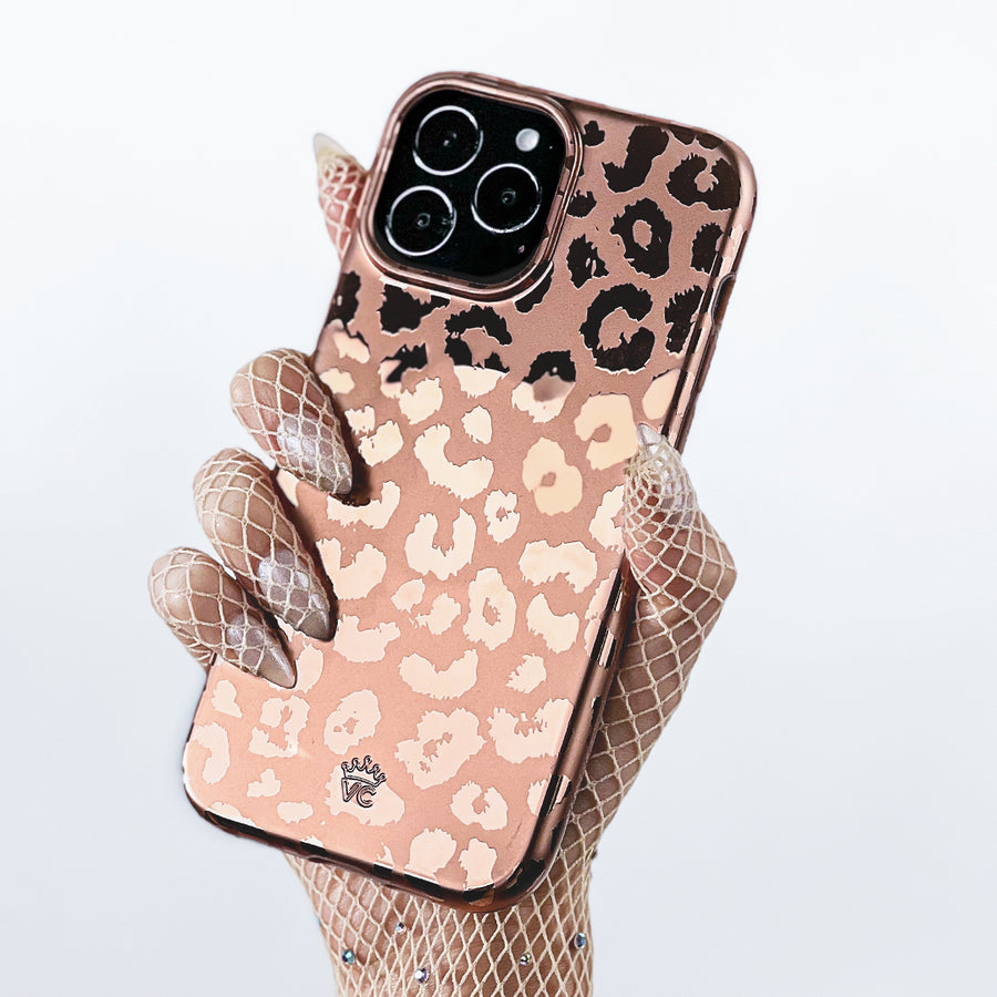 Bronze Chrome Leopard iPhone Case lifestyle