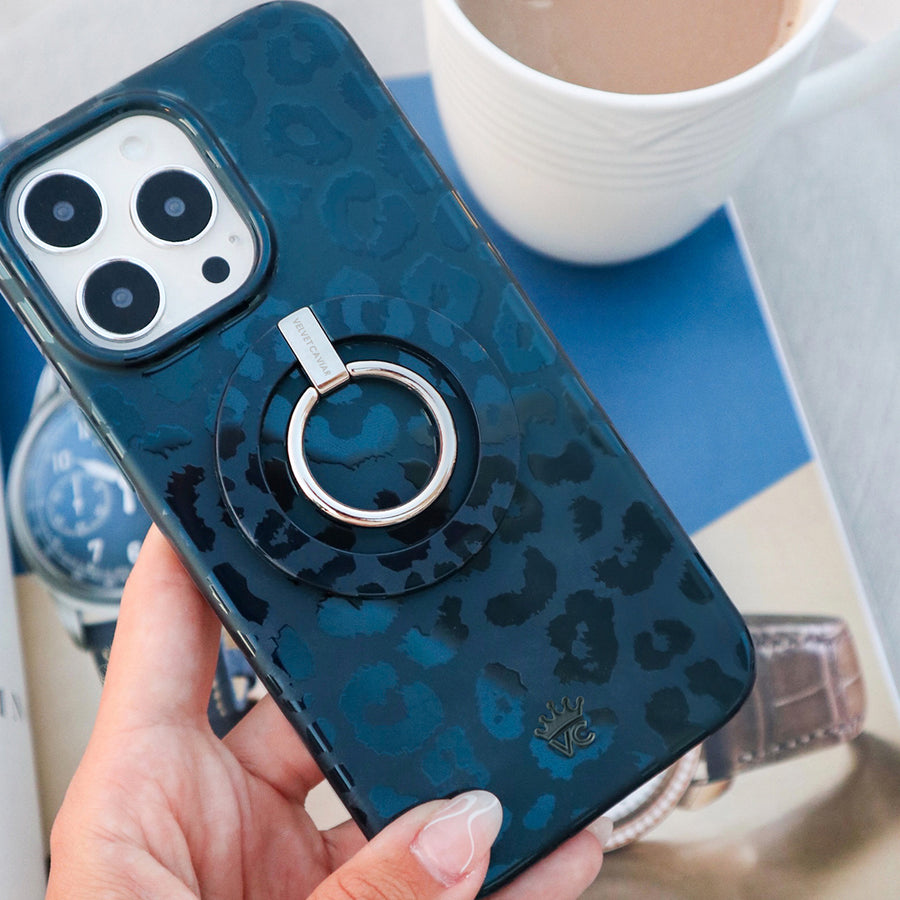 Metallic Navy Leopard iPhone Case lifestyle